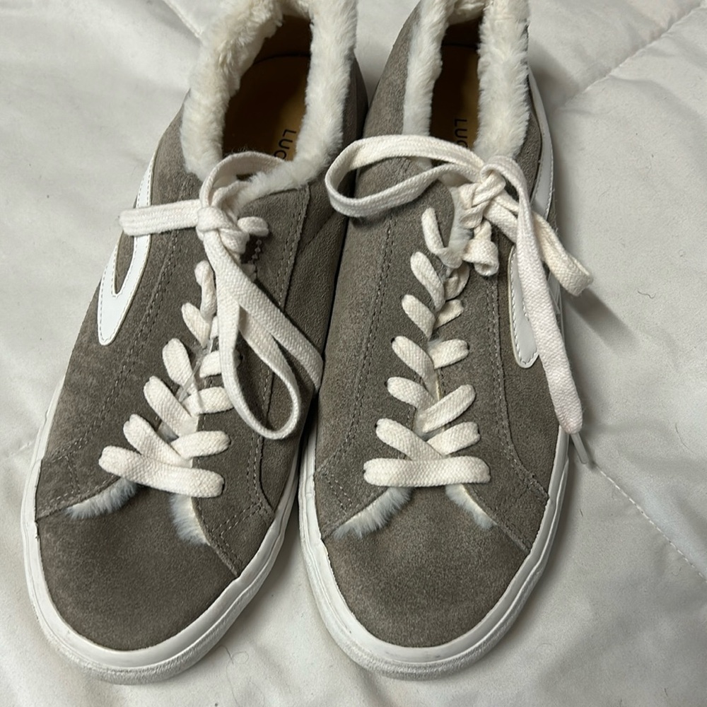 Lucky Brand gray suede sneakers. Ladies size 9.